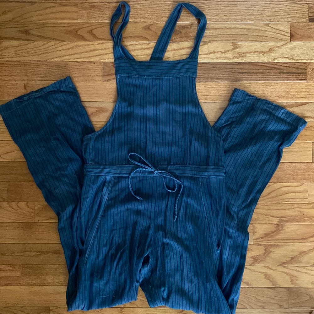 Indigo dyed pinstripe overalls